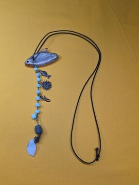 Handcrafted Charm Necklace Featuring a Fish-Shaped Pendant (Vintage Heddon Lure)